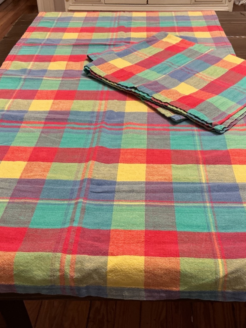 2 Vintage Colorful Plaid Panels